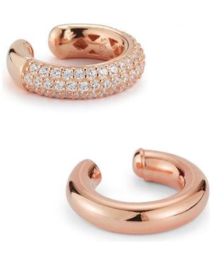Glaze Jewelry Set Of 2 Cubic Zirconia Ear Cuffs - Pink