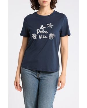 DR2 by Daniel Rainn Beaded Screen T-Shirt - Blue