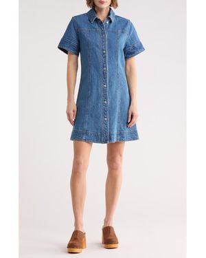 Habitual Stretch Denim Shirtdress - Blue