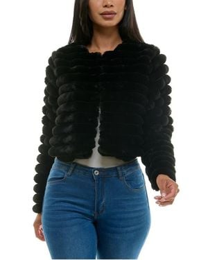 Nina Leonard Faux Fur Long Sleeve Bolero - Black