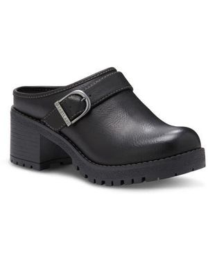 Eastland Nola Block Heel Lug Sole Clog - Black