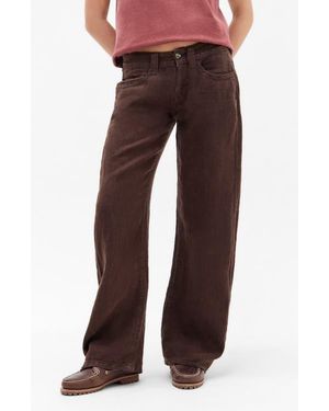 BDG Kayla Linen Straight Leg Jeans - Brown