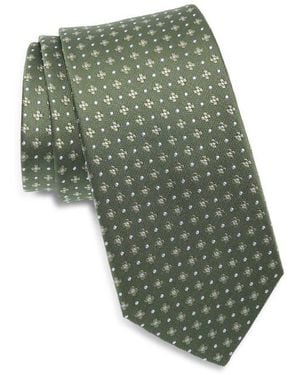 Duchamp Floral Neat Silk Tie - Green