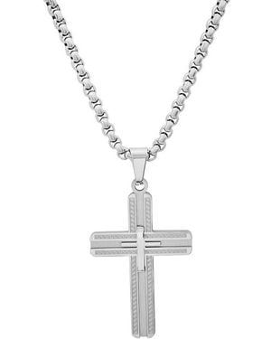 HMY Jewelry Stainless Steel Cross Pendant Necklace - Metallic
