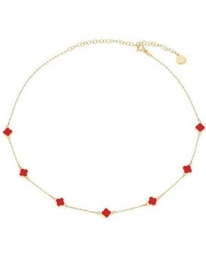 Gabi Rielle Scarlet Clover Station Necklace - White