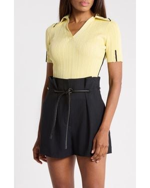 3.1 Phillip Lim Contrast Trim V-Neck Polo - Black