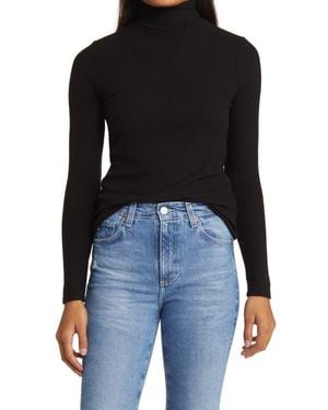 Faherty Legend Rib Turtleneck Top - Black