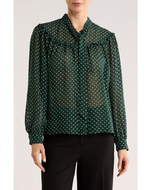 Gemma  Jane Tie Neck Button-Up Shirt - Green