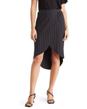 Go Couture Ribbed High/Low Hem Maxi Skirt - Black