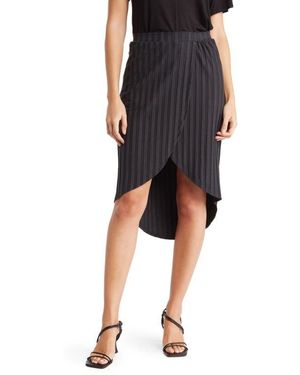 Go Couture Ribbed High/Low Hem Maxi Skirt - Black