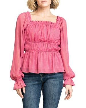 Gibsonlook Metallic Square Neck Top - Red