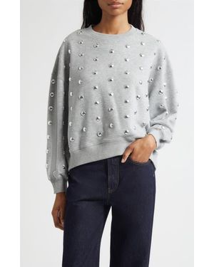 Cinq À Sept Studded Cotton Blend Sweatshirt - Gray