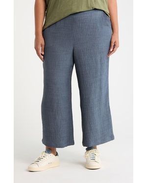 Max Studio Textured Wide Leg Crop Pants - Blue