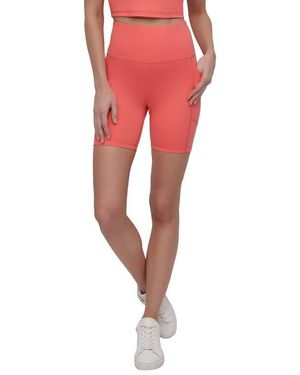 DKNY Balance Compression High Waist Pocket Bike Shorts - Red