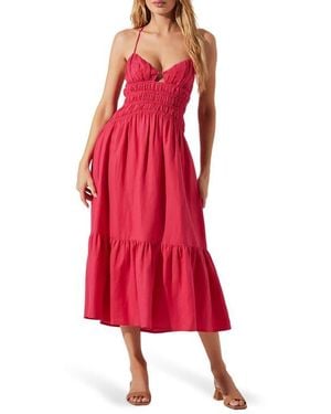 Astr Eleni Tiered Linen & Cotton Midi Dress