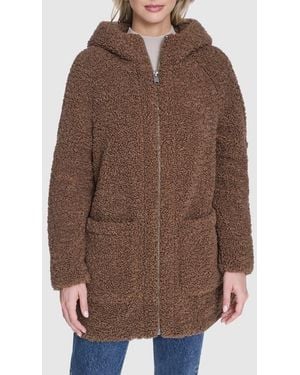 Andrew Marc Seneca Faux Shearling Hooded Jacket - Brown