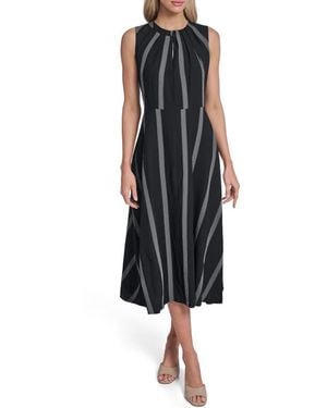 Calvin Klein Stripe Midi Dress - Black