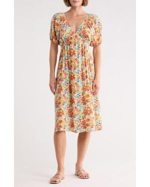 Billabong Sway Away Floral Empire Waist Midi Dress - Multicolor