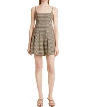 Rebecca Taylor Gingham Linen Blend Romper - Natural