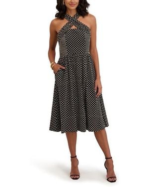 Kensie Embroidered Halter Dress - Black