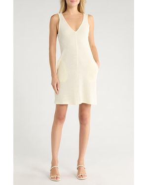 Rag & Bone Carine Open Knit V-Neck Minidress - Natural