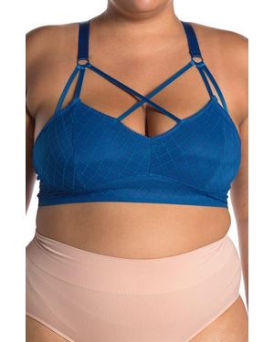 SECRET LACE Strappy Mesh Bralette - Blue