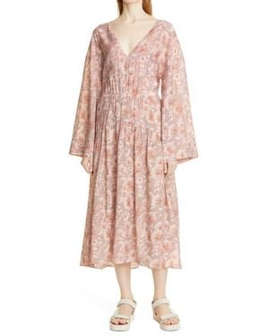 Vince Dahlia Print Long Sleeve Dress - Pink