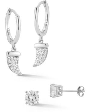 Glaze Jewelry Set Of 2 Cubic Zirconia Earrings - White