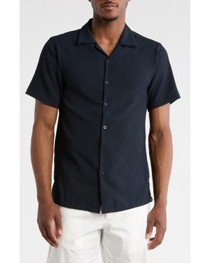T.R. Premium Relaxed Fit Camp Shirt - Blue