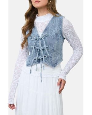 Blu Pepper Floral Front Tie Vest - Blue