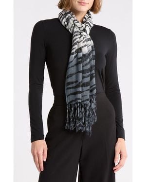 La Fiorentina Ombré Zebra Print Scarf - Black