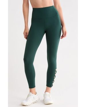 90 Degrees Interlock Dominion High Waist 7/8 Leggings - Green