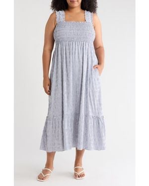 Max Studio Smocked Bodice Tiered Sundress - Blue
