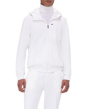 Bugatchi Hooded Long Sleeve Knit Top - White