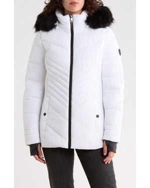 London Fog Zip Front Active Puffer Jacket - White