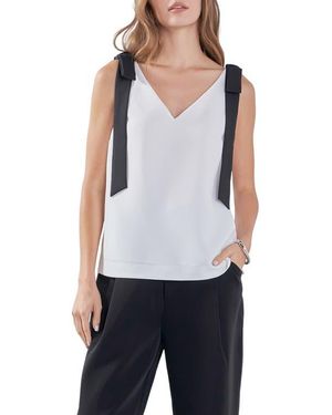 Endless Rose Contrast Bow V-Neck Tank Top - White