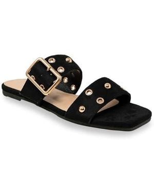 In Touch Footwear Eve Double Strap Slide Sandal - Black