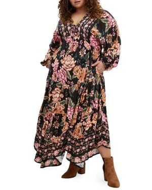 City Chic Divine Grace Long Sleeve Floral Maxi Dress - Multicolor