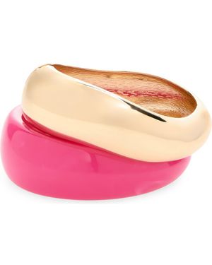 Panacea Set Of 2 Resin & Goldtone Bangles - Pink