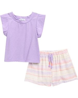 Splendid Summer Stripe Top & Shorts Set - Purple