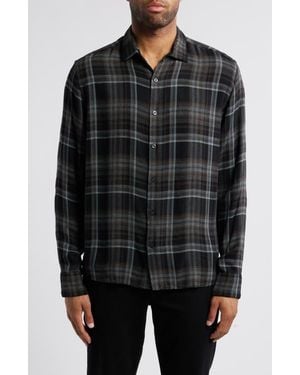 Robert Barakett Sedley Plaid Button-Up Shirt - Black