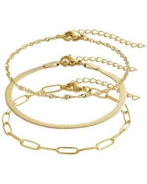 Adornia Set Of 3 Assorted Chain Bracelets - Metallic