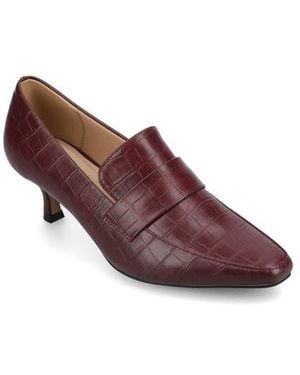 Journee Collection Celina Croc Embossed Loafer Pump - Purple