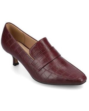 Journee Collection Celina Croc Embossed Loafer Pump - Purple