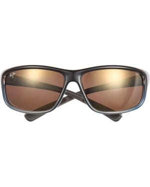 Maui Jim Spartan Reef 63.5Mm Polarized Wrap Sunglasses - Brown