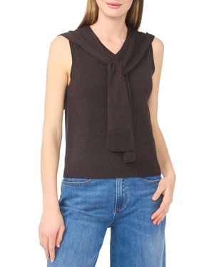 Halogen® Tie Shoulder Sleeveless Sweater - Black