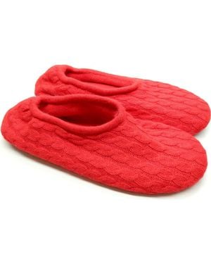 Portolano Mini Cable Knit Slippers - Red