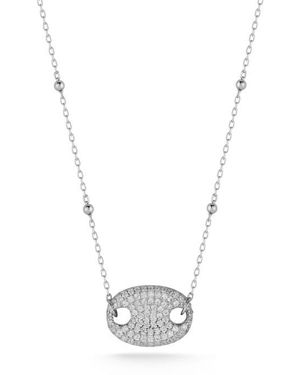 Chloe and Madison Pavé Cz Pendant Necklace - White