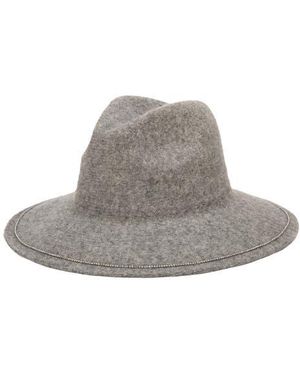 San Diego Hat Rhinestone Trim Knit Fedora - Gray