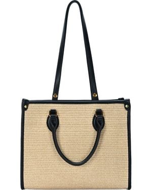 Rachel Zoe Raffia Contrast Tote Bag - Natural
